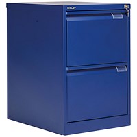 Bisley Foolscap Filing Cabinet, 2 Drawer, Blue