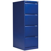 Bisley Foolscap Filing Cabinet, 4 Drawer, Blue