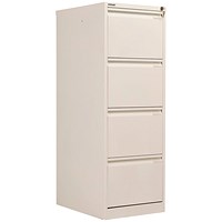 Bisley Foolscap Filing Cabinet, 4 Drawer, Chalk White