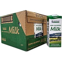 Lakeland Semi-Skimmed Longlife Milk Cartons, 1 Litre, Pack of 12 Lakeland Semi-Skimmed Longlife Milk Cartons, 1 Litre, Pack of 12