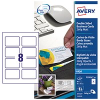Avery Business Cards 85mm x 54mm Inkjet Prints on Both Sides 100 Cards/10 sheets (Pack 100 Cards) -