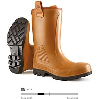 Dunlop Purofort Rigair Unlined Full Safety Rigger Boots, Tan, 13