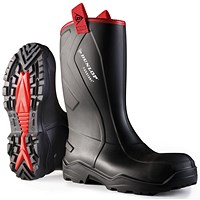 Dunlop Purofort+Rugged Full Safety Rigger Boots, Black, 12 Dunlop Purofort+Rugged Full Safety Rigger Boots, Black, 12