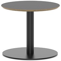 Brixworth 600mm Round Coffee Table Black Top Black Leg Disc Base Low