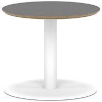 Brixworth 600mm Round Coffee Table Black Top White Leg Disc Base Low