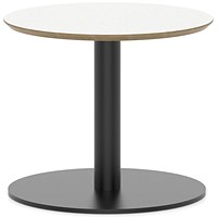 Brixworth 600mm Round Coffee Table White Top Black Leg Disc Base Low