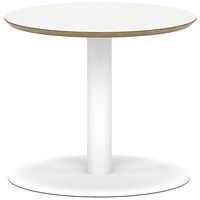 Brixworth 600mm Round Coffee Table White Top White Leg Disc Base Low