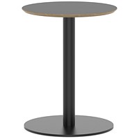 Brixworth 600mm Round Coffee Table Black Top Black Leg Disc Base Medium