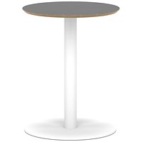 Brixworth 600mm Round Coffee Table Black Top White Leg Disc Base Medium