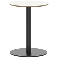 Brixworth 600mm Round Coffee Table White Top Black Leg Disc Base Medium