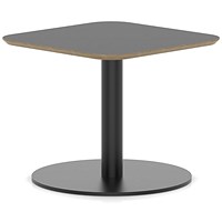 Brixworth 600mm Square Coffee Table Black Top Black Leg Disc Base Low