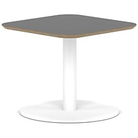 Brixworth 600mm Square Coffee Table Black Top White Leg Disc Base Low