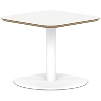 Brixworth 600mm Square Coffee Table White Top White Leg Disc Base Low