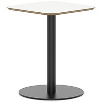 Brixworth 600mm Square Coffee Table White Top Black Leg Disc Base Medium