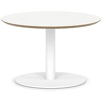 Brixworth 800mm Round Coffee Table White Top White Leg Disc Base Low