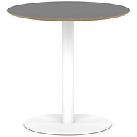 Brixworth 800mm Round Coffee Table Black Top White Leg Disc Base Medium