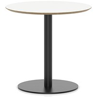 Brixworth 800mm Round Coffee Table White Top Black Leg Disc Base Medium