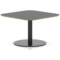 Brixworth 800mm Square Coffee Table Black Top Black Leg Disc Base Low