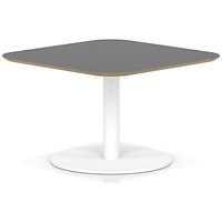 Brixworth 800mm Square Coffee Table Black Top White Leg Disc Base Low
