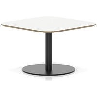 Brixworth 800mm Square Coffee Table White Top Black Leg Disc Base Low