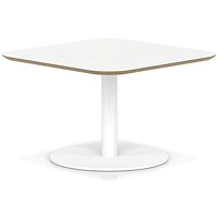 Brixworth 800mm Square Coffee Table White Top White Leg Disc Base Low
