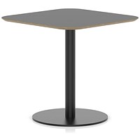 Brixworth 800mm Square Coffee Table Black Top Black Leg Disc Base Medium
