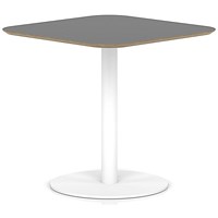 Brixworth 800mm Square Coffee Table Black Top White Leg Disc Base Medium