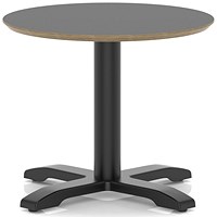 Brixworth 600mm Round Coffee Table Black Top Black Leg Cross Base Low