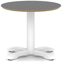 Brixworth 600mm Round Coffee Table Black Top White Leg Cross Base Low