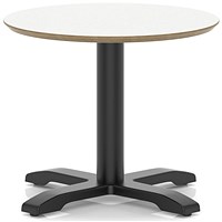 Brixworth 600mm Round Coffee Table White Top Black Leg Cross Base Low