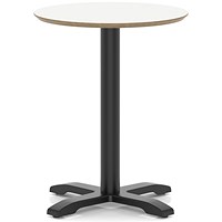 Brixworth 600mm Round Coffee Table White Top Black Leg Cross Base Medium