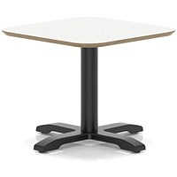 Brixworth 600mm Square Coffee Table White Top Black Leg Cross Base Low