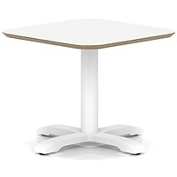 Brixworth 600mm Square Coffee Table White Top White Leg Cross Base Low