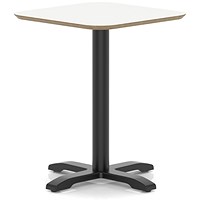 Brixworth 600mm Square Coffee Table White Top Black Leg Cross Base Medium