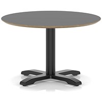Brixworth 800mm Round Coffee Table Black Top Black Leg Cross Base Low