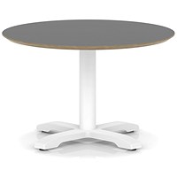 Brixworth 800mm Round Coffee Table Black Top White Leg Cross Base Low