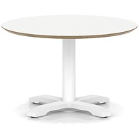 Brixworth 800mm Round Coffee Table White Top White Leg Cross Base Low