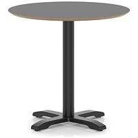 Brixworth 800mm Round Coffee Table Black Top Black Leg Cross Base Medium