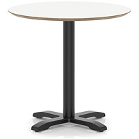 Brixworth 800mm Round Coffee Table White Top Black Leg Cross Base Medium
