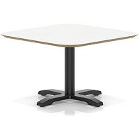 Brixworth 800mm Square Coffee Table White Top Black Leg Cross Base Low