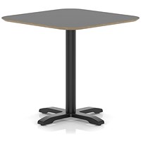 Brixworth 800mm Square Coffee Table Black Top Black Leg Cross Base Medium
