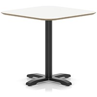 Brixworth 800mm Square Coffee Table White Top Black Leg Cross Base Medium