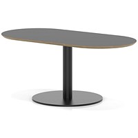 Brixworth 1200mm Oblong Coffee Table Black Top Black Leg Disc Base Low