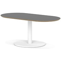 Brixworth 1200mm Oblong Coffee Table Black Top White Leg Disc Base Low