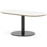 Brixworth 1200mm Oblong Coffee Table White Top Black Leg Disc Base Low