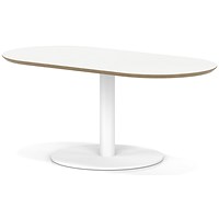 Brixworth 1200mm Oblong Coffee Table White Top White Leg Disc Base Low