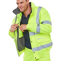 Beeswift High Visibility Fleece Lined Bomber Jacket, Saturn Yellow, Large