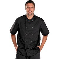 Beeswift Chefs Jacket, Short Sleeve, Black, Small