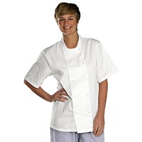 Beeswift Chefs Jacket, Short Sleeve, White, Large