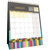 Collins Edge Rainbow Desk Calendar Month To View 2024